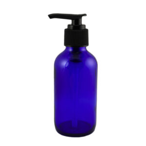 Blue Glass Bottle with a Lotion Pump
