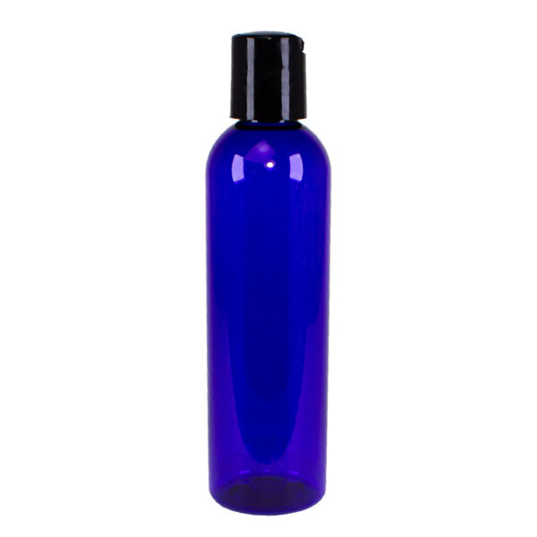 Blue Plastic Round Bottle with Disk Cap 120ml