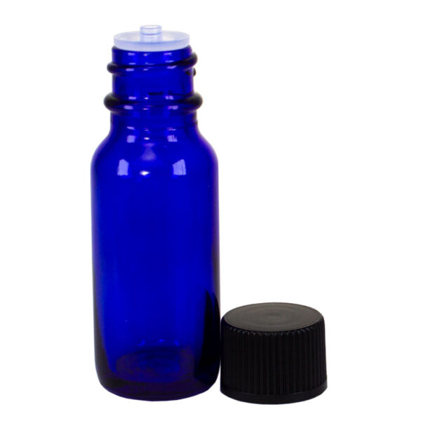 Blue Glass Bottle with Reducer Cap, perfect for essential oil creations